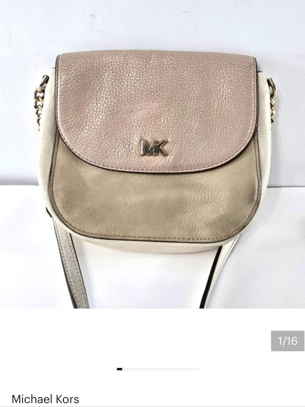 Michael Kors Mott Half Dome Colorblock Pebble Leather Crossbody Bag Purse MK